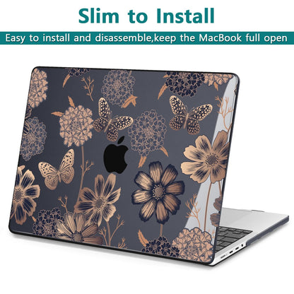 Teryeefi Case for MacBook Pro 14 Inch M5 M4 M3 M2 M1 (2021-2025 2026) Model A3427/A3426/A3434/A3112/A3401/A3185/A2918/A2992/A2779/A2442, Flower & Butterfly