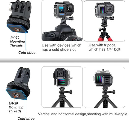 SOONSUN Waterproof Case for GoPro Hero 13 12 11 10 9 Black,196FT/60M Underwater Protective Diving Housing with Accessories, Built-in Dual Cold Shoe Mount to Connect Video Light and Microphone