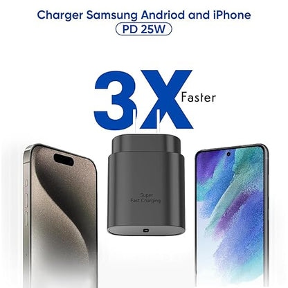 10FT Super Fast Charger Type C, 2Pack 25W USB C Wall Charge 10Foot Long Android Type C Charger Cable Fast Charging for Samsung Galaxy S25 Ultra/S25/S25+/S24+/S24 Ultra/S24/S24+/S23 Ultra/S22 Ultra/S21