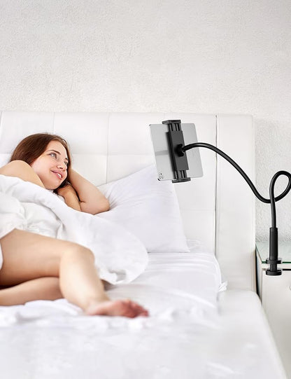 Flexible Gooseneck Tablet Holder, 360° Adjustable Phone Mount with Sturdy Clamp for Desk/Bed/Kitchen, Compatible with iPad Air Pro Mini iPhone/Samsung Galaxy Tabs/Nintendo Switch/4.7~12.9"
