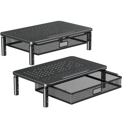 ELIVED 2 Pack Monitor Stand Riser with Metal Drawer, 3 Height Adjustable