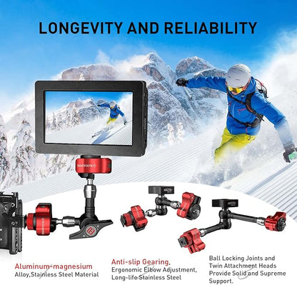 IFOOTAGE Magic Arm Clamp MA5-6, 11 Inches Adjustable Friction Power Articulating Magic Arm with 1/4" and 3/8" Thread Screw for DSLR Camera Rig/LCD Monitor/LED Lights