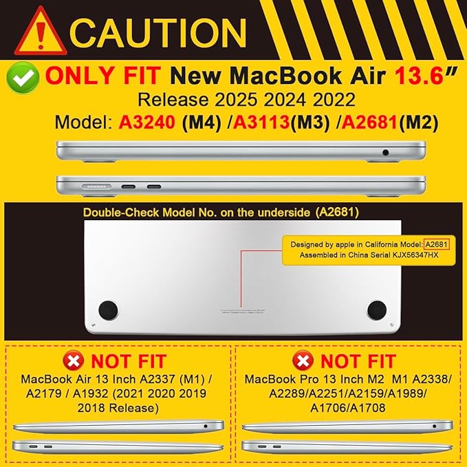 Batianda for M4 MacBook Air 13.6 inch Case 2025 2024 2022 Release Model A3240 A2681(M2) A3113(M3), Heavy Duty Shockproof Protective Hard Shell with Fold Kickstand & Keyboard Cover, Khaki