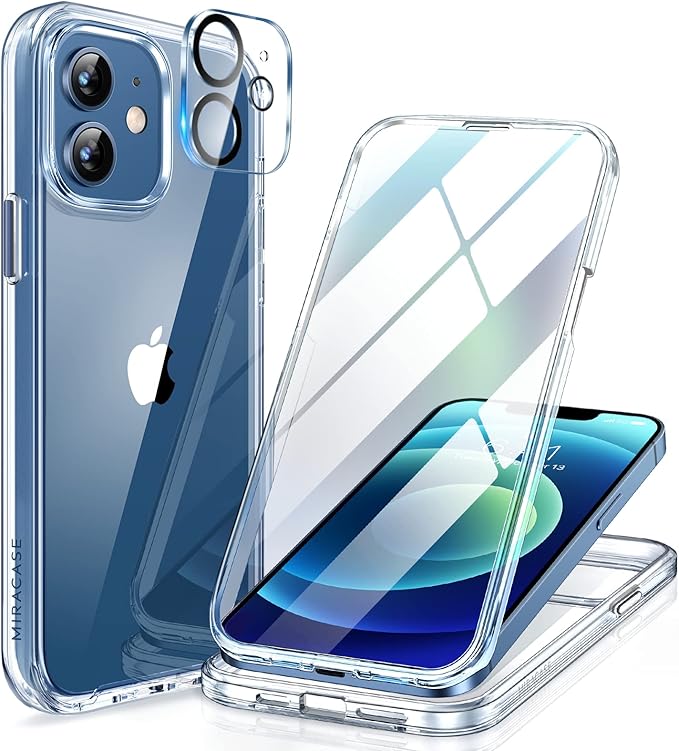 Miracase Magnetic for iPhone 12 Pro Max Case [Compatible with MagSafe] Full-Body Phone case with Built-in Glass Screen Protector& Camera Protector, Military Drop Proof 12 Pro Max Cover