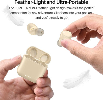 TOZO T6 Wireless Earbuds, Bluetooth 5.3 Ear Buds, Stereo Sound in Ear Headphones, 50 Hours Playtime, Wireless Charging Case, APP Customizable EQs, IPX8 Waterproof Earphones
