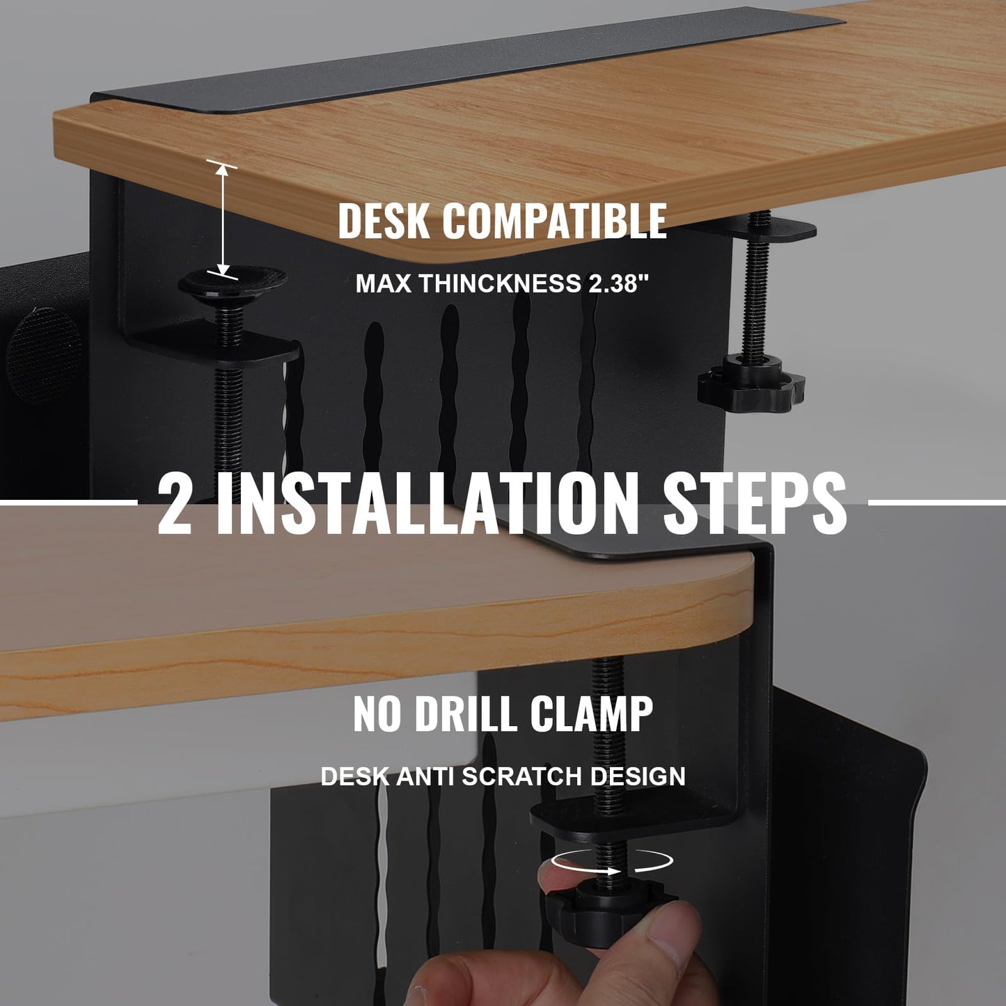 osseph 2 Tie Desk Side Storage, Under Desk Storage Organizer, Black