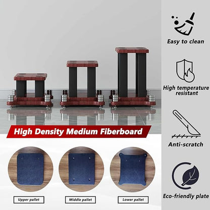 A Pair of Universal Speaker Stands, Heavy Duty Speaker Stands Holds Bookshelf Speaker Satellite Speaker Large Speaker, Vibration-Absorbing MDF Design, Holds 88lbs Speaker (Teak, 50cm/19.6in)