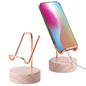 TransMarble Marble Phone Stand with Metal Holder, Charging Available While Using, Swipe Up to Unlock, Made of Natural Marble as Business Card Holder for Office Desk (Starry White + Gold)