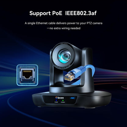 iuZee 4K UHD PTZ Camera AI-Auto Tracking, 20X Optical Zoom, USB3.0/HDMI/LAN PoE, IP Live Streaming, PTZ Conference Room Camera for Church Services Education Conference Events, Work with YouTube OBS