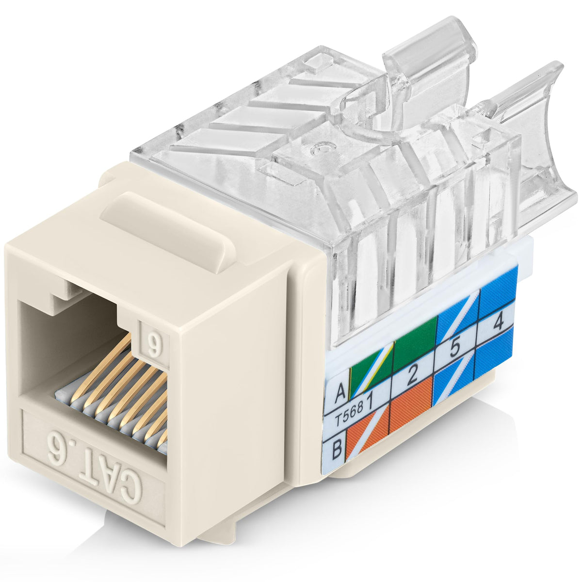 Everest 45 Degree RJ45 Cat6 Keystone Jacks Slim Profile 20-Pack Orange