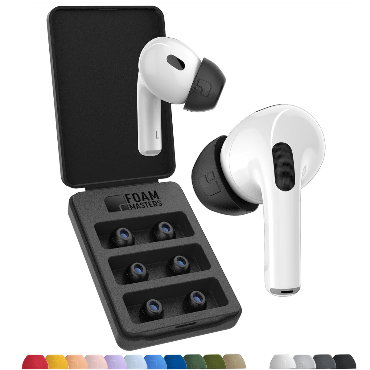 Foam Masters Ultra-Premium Memory Foam Ear Tips for AirPods Pro 1st & 2nd Gen | 3 Pairs | New Ver. | Secure Fit | Super Comfort | Better Noise Cancel | Replacement Buds (Small, Blue)