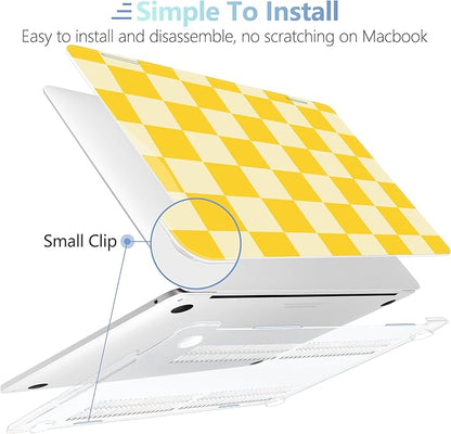 MEEgoodo Case for MacBook Pro 13 inch Case 2022 2021 2020 New A2338 M2/M1 A2251 A2289, Laptop Hard Shell with Keyboard & Camera Cover Compatible with 13 inch MacBook Pro, Yellow Squares