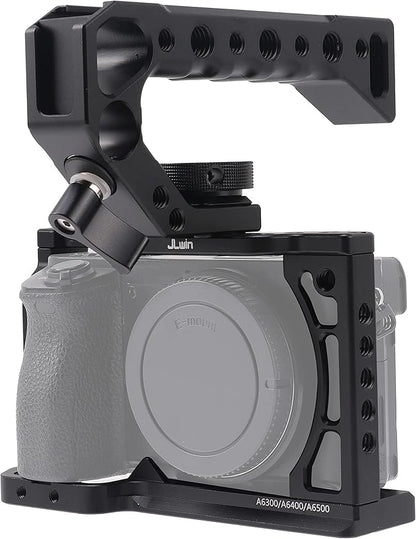 Hersmay A6500/A6400/A6300 Camera Cage Video Stabilizer with Top Handle for Sony A6500 A6400 A6300 A6000 A6100 Cameas DSLR Rig with Cold Shoe,Handle Locating Holes,Multiple 1/4" 3/8" Screw Holes