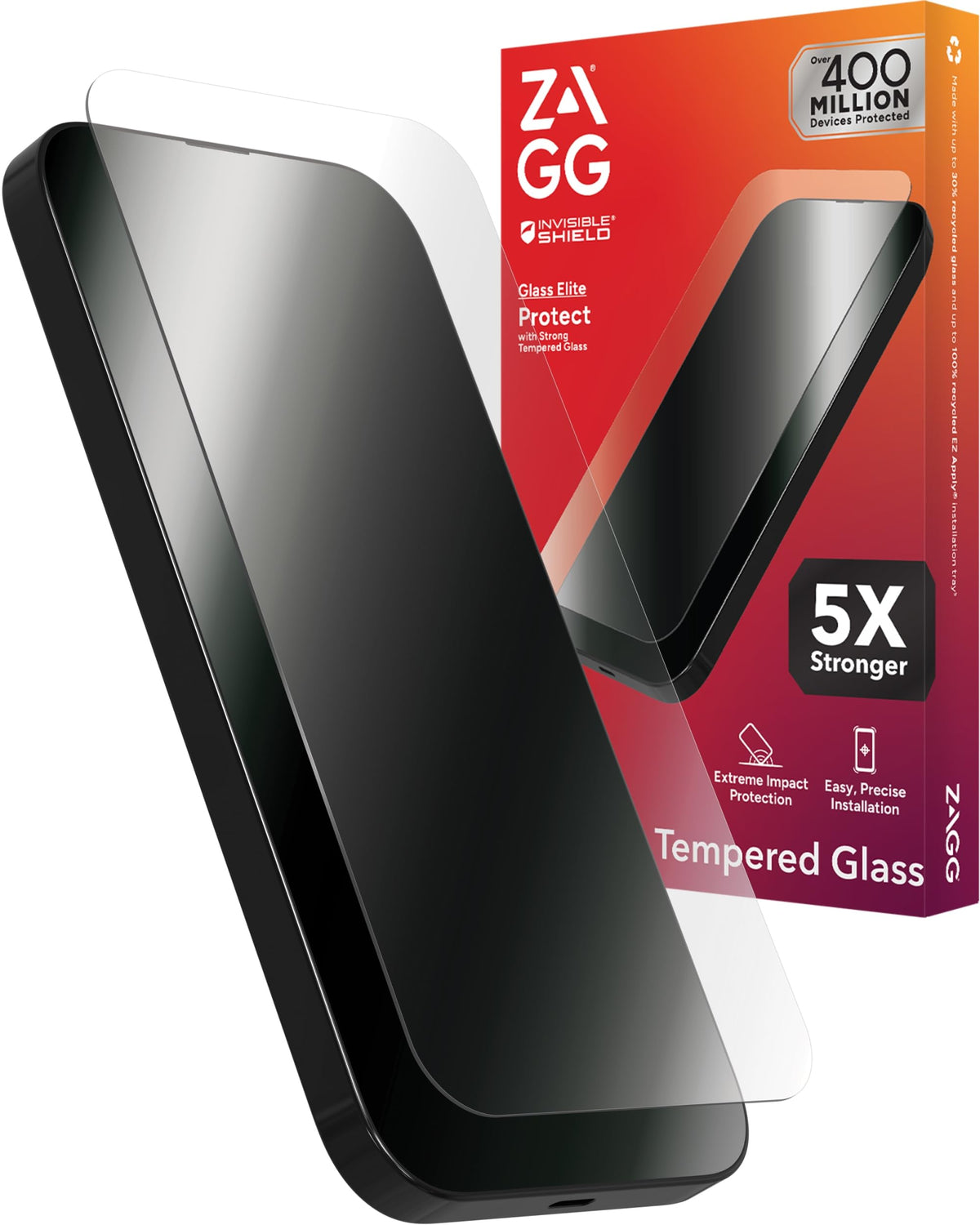 ZAGG Glass Elite Anti-Glare Plus - Blocks Glare from your device - Made for iPhone 12 Pro Max,InvisibleShield, Clear, 200106678