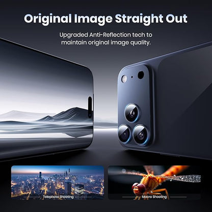 Hoerrye for iPhone 17 Pro Max Camera Lens Protector - [12FT Shatterproof Military Grade] [Strong Adsorption] 9H+ Tempered Glass Camera Screen Full Protective Cover Case Friendly,Deep Blue