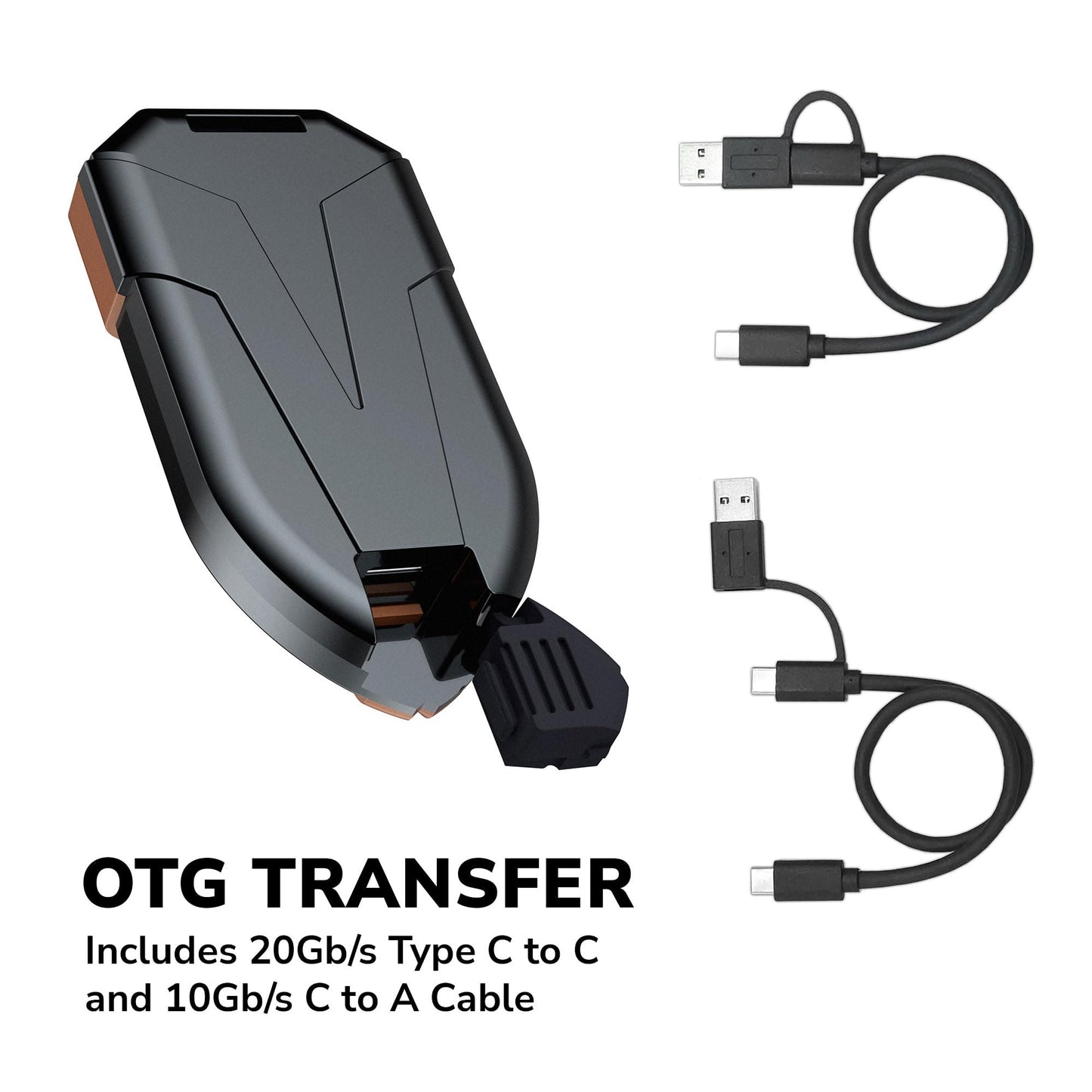 DATO External SSD 2TB, External Solid State Drive Portable SSD External USB 3.2 Gen 2x2 Type-C OTG Supported Compatible with PS5 and Xbox, up to 1600/1500 MB/s IP67 Waterproof - ARES Amber Shield