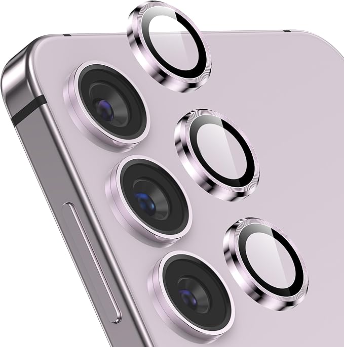 YWXTW Camera Lens Protector for Samsung Galaxy S24 / S23 / S23 Plus, [NOT for S24 Plus] 9H Tempered Glass Metal Individual Ring Camera Screen Protector for S24 Accessories (Lavender)