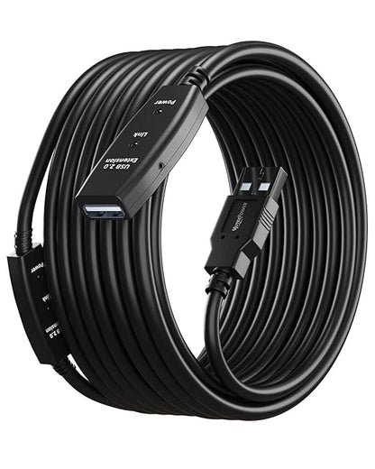 50 Feet Active USB Extension Cable 2.0 Male to Female with 2 Extension chipsets Signal Booster - Active Extension/Repeater Cord 15 Meters / 50 Feet