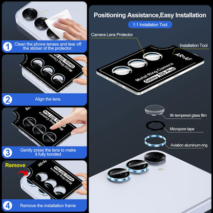 Avocase for Samsung Galaxy S25 Plus Camera Lens Protector, Individual Metal Ring Tempered Glass Lens Cover, [Strong Adsorption] Scratch Resistant Ultra-Thin HD Clear Lens Cover, 1 Set-Blue Ring