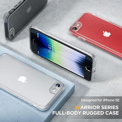 Miracase for iPhone SE Phone Case 3rd/2nd Generation 2022 2020 Full-Body with Built-in Glass Screen Protector, Heavy Duty 360° Protective Shockproof Bumper Cover for iPhone 8/SE, Matte Clear