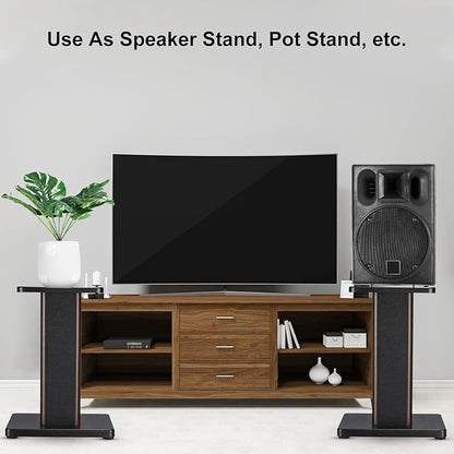 MECCANIXITY Wood Speaker Stands, 2 Pack 11.8 Inch (30cm) Universal Speaker Stand Hollowed Bases Enhanced Audio Listening for Home Theaters Cinema