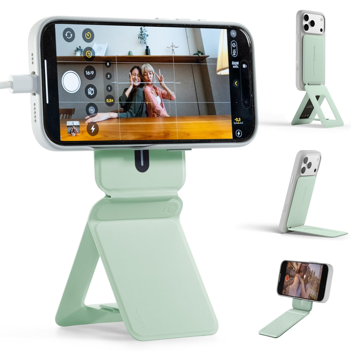 MOFT Phone Stand, Magnetic Phone Tripod Stand Stain-Resistant MOVAS Leather & Angle Adjustment & Strong Magnets Tripod for iPhone 18 Pro & 18 Pro Max & 17-12 Series (Included Metal Ring)-Sunset
