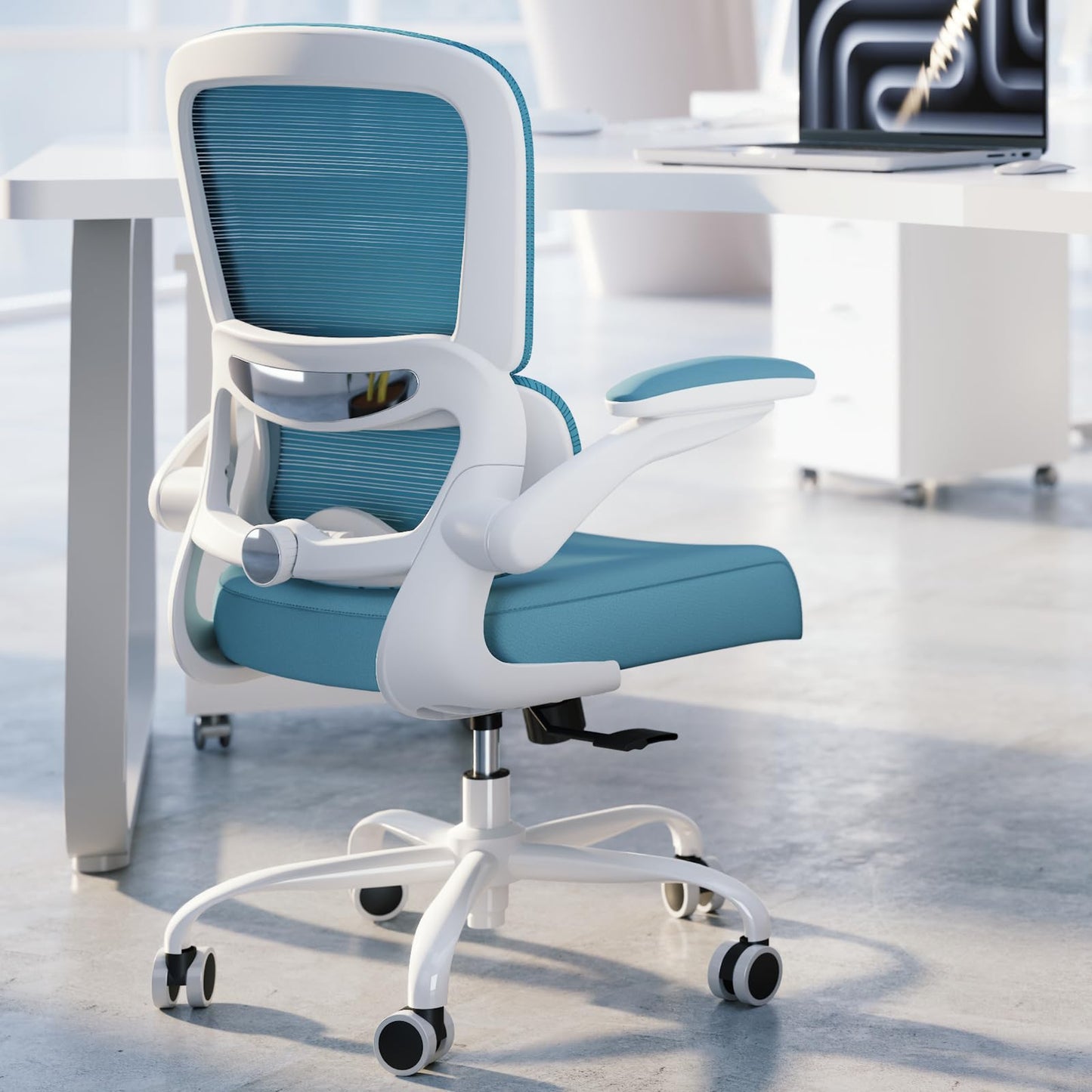 TRALT Office Chair - Ergonomic Desk Chair with Adjustable Lumbar Support, Mesh Computer Chair, Executive Chair for Home Office Comfortable Lumbar Support (1, Sky Blue)