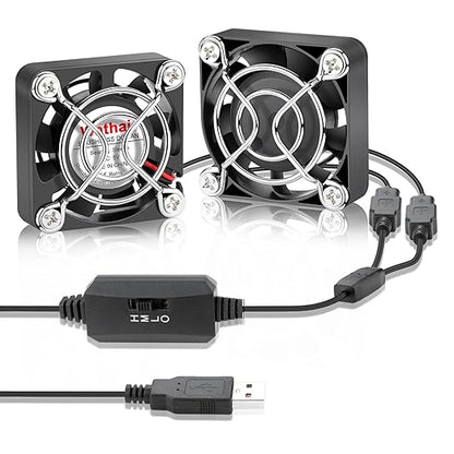 2Pack Wathai 40mm x 10mm Mini USB Fan with Speed Control 5V Small Computer USB Fans for Welding Helmet, Aquarium, Terrarium, Camera, VR Receiver DVR PlayStation Xbox Computer Cabinet Cooling