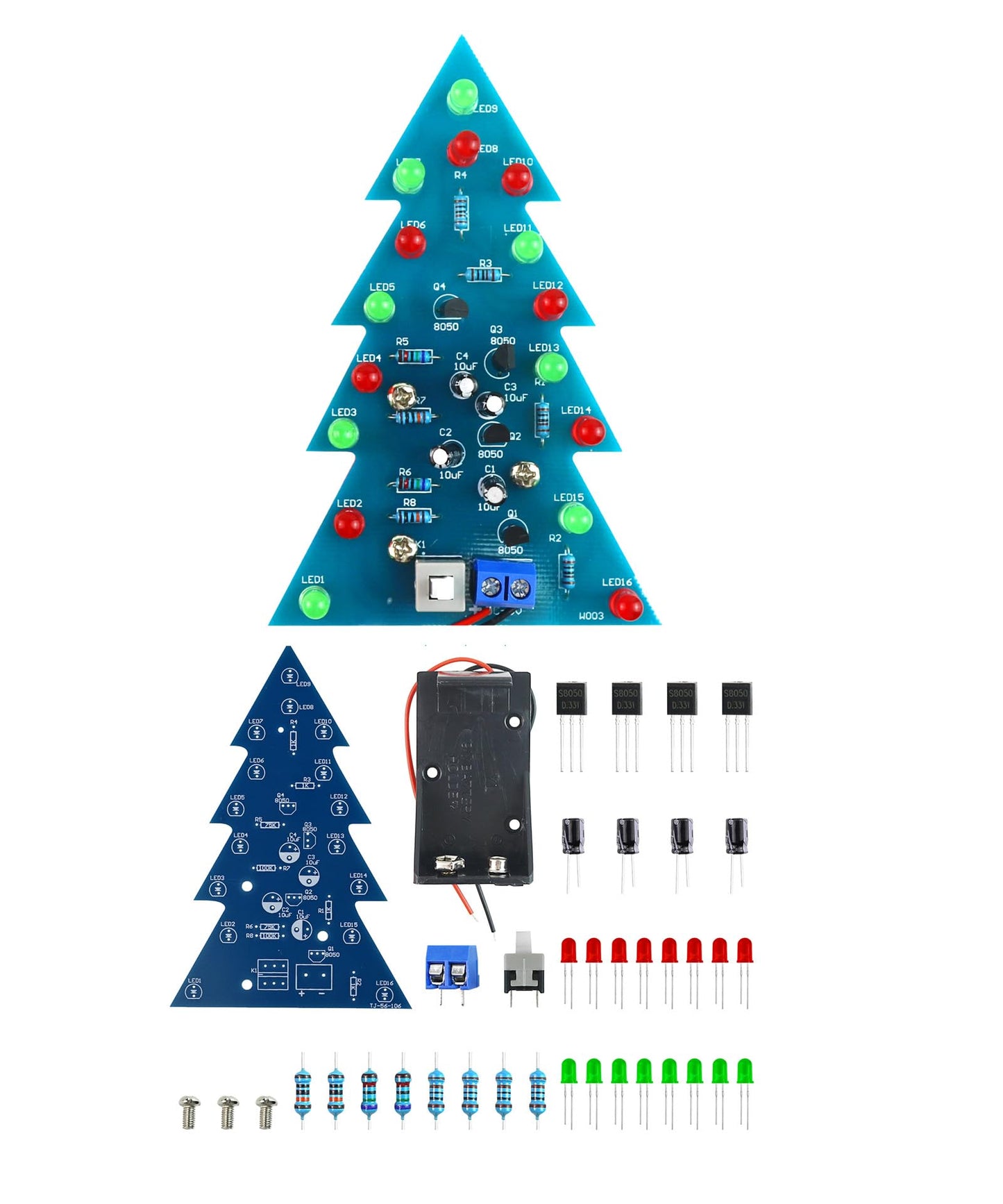 Yidab Soldering Practice Kit DIY Mini 2-Color Xmas Tree Plug-in Circuit Kit Learn Soldering Kit for Beginners
