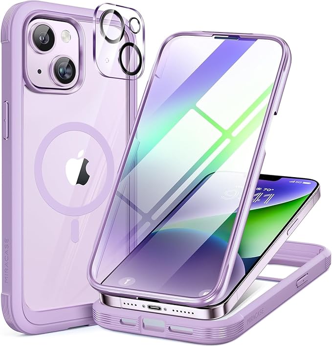 Miracase for iPhone 16 Case 6.1'', [Bubble Free] Full-Body Bumper Phone case with Built-in Full Glass Screen &Camera Control,No Gap,Compatible with MagSafe,Drop Proof 16 Cover