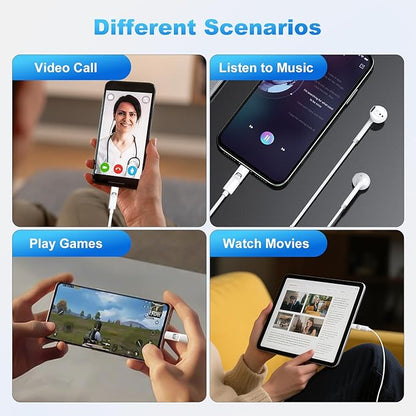 USB C to Lightning Headphone Audio Adapter, 3-in-1 Type C Male to Female Lightning Earphone Converter with Charge/Data Transfer,Compatible with iPhone 16/15 Plus/Pro/Max, iPad Pro/Air 6/5/4