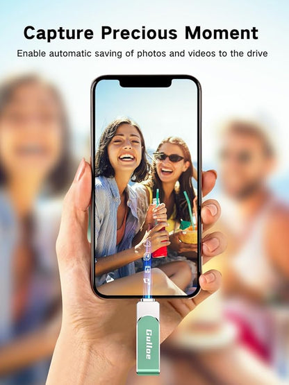 Gulloe 32GB Flash Drive Intended for iPhone, Memory Stick Storage for Photos and Videos Backup, Compatible with iPhone iPad Android PC, Plug and Play, No Application Required (Light Green)
