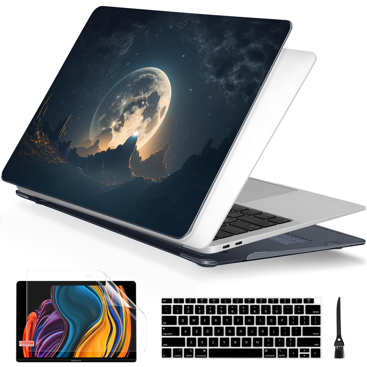 Batianda AstroGrid Case for MacBook Air 13 inch 2018-2020, Blue Waves