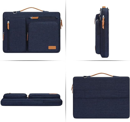 MOSISO 360 Protective Laptop Shoulder Bag,13-13.3 inch Computer Bag Compatible with MacBook, HP, Dell, Lenovo, Asus Notebook,Side Open Messenger Bag with 4 Zipper Pockets&Handle, Navy Blue