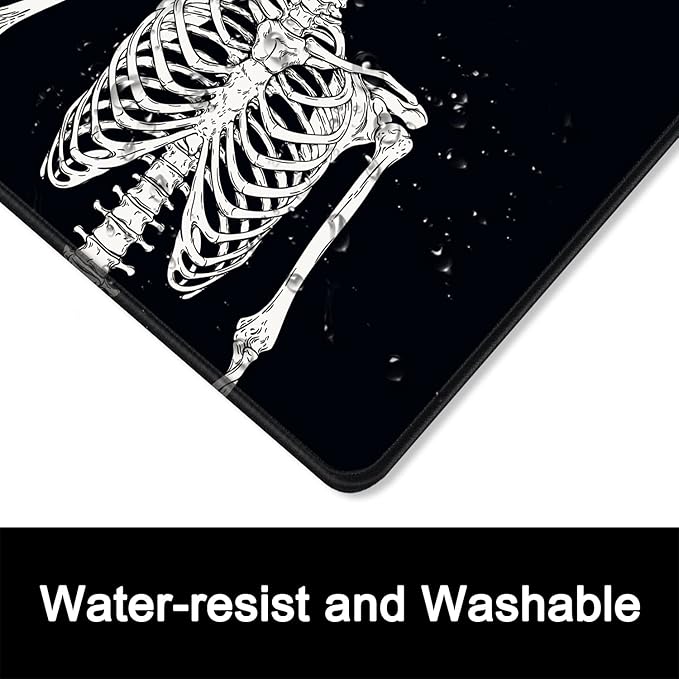ITNRSIIET Mouse Pad with Stitched Edge Premium Textured Smooth Precise Operation Waterproof Washable Non-Slip Rubber Base Desktop Protection Mat, 10.2×8.3×0.12 inches, Human Skeleton