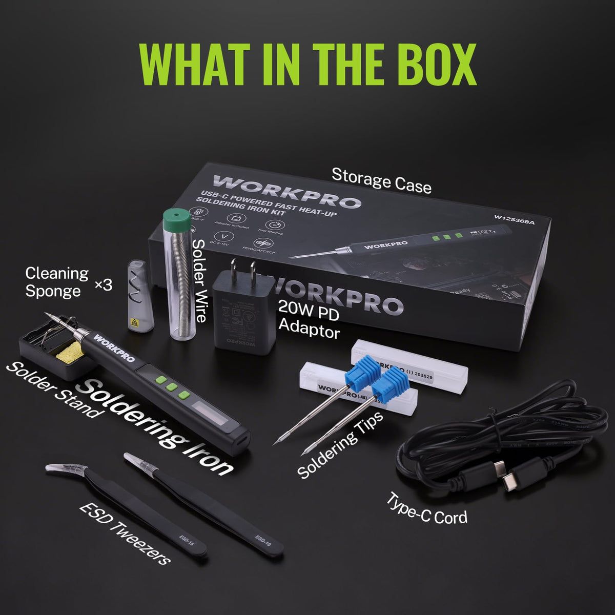 WORKPRO DC Soldering Iron Kit, Fast Heating Soldering Iron Pen with 3 Tips