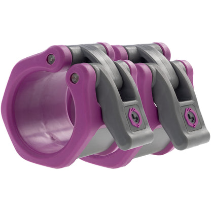 Lock-Jaw Barbell Collars HEX Olympic Barbell Clamps 2 Pcs – Heavy Duty Bar Clamps for 2” & 50mm Olympic Bars – Secure Weight Bar Clamps for Strength Training & Home Gym Accessories – Purple