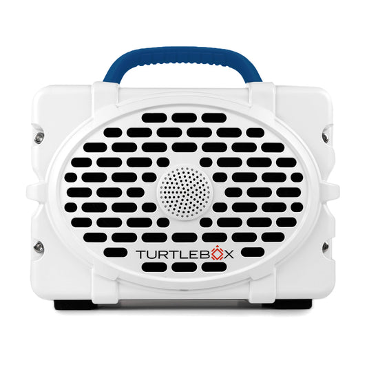 Turtlebox Original Gen 3: Portable Outdoor Bluetooth Speaker – Ultra-Loud (120dB), Waterproof (IP67), Rugged, Impact-Resistant, 3-Day Battery | Party Mode: Unlimited Pairing Stereo, White/Royal Blue