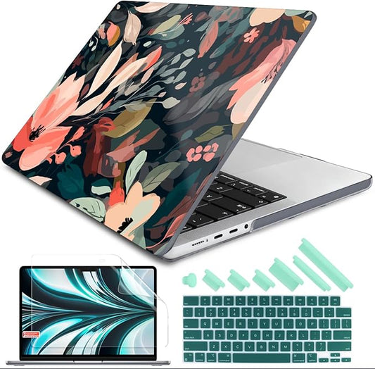 DONGKE for M4 MacBook Pro 16 Inch Case 2024 2023 2021 A3403 A3186 M3 A2991 M2 A2780 M1 A2485 Pro/Max Chip, Plastic Hard Shell Case & Keyboard Cover for Mac Pro 16 with Touch ID, Painted Florals