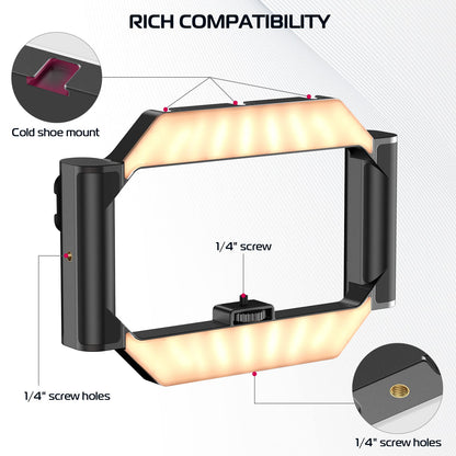 ULANZI Smartphone Video Rig with Light, U-Rig Light Cell Phone Handheld Stabilizer with Ring Light 2500K-9000K CRI 90+ for Filmmaking Live Steam YouTube Video Recording, with 5000mAh Build-in Battery