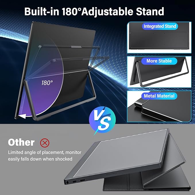 InnoView 2K 180HZ Portable Monitor, 18" OD Gameplus 2560x1600 QHD 100% sRGB Portable Gaming Monitor with Kickstand HDR FreeSync Travel Monitors for Game Console, PS5, Switch, PC, Phone