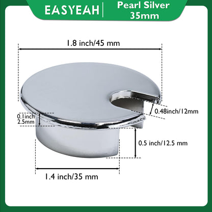 EASYEAH 2 Pcs Desk Grommet 1-3/8" / 35 mm, Desk Cord Hole Cover, Cable Grommet Metal Zinc Alloy Materilal, Desk Hole Grommet for Home & Office Pc, Detachable Cable Cord Organizer-Bright Silver