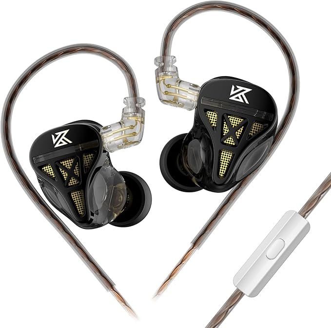 KZ DQS Wired Earbuds Dynamic Driver in Ear Monitor Headphone Semi-Open HiFi Bass Earphone 2pin 3.5mm Gaming Earbuds (with Mic)