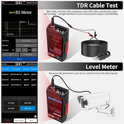 Multifunction RJ45 Network Caber Tester,Full Features UTP Cable Tester Cable Tracer,4" IPS Touch Screen Support TDR,DMM, VFL,OPM, POE++ Detect,Level Meter,Network Tools,RJ45 TDR, Cable Length,NCV