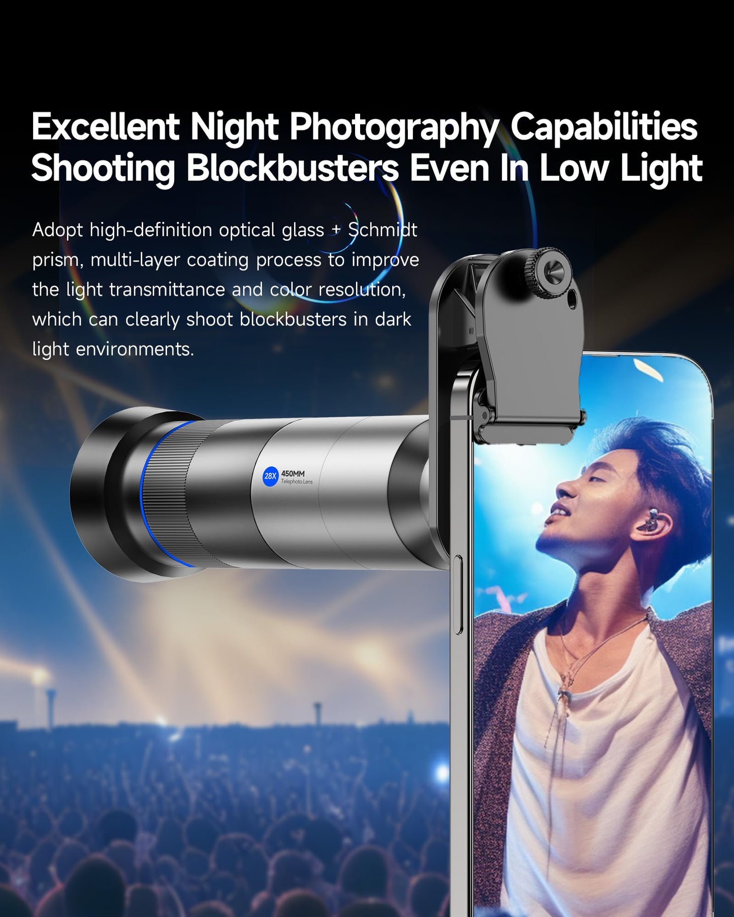 MARTVSEN Phone Camera 28X HD Telephoto Lens, Night Filming Artifact, Long Distance/Portraits/Macro Photography, for Most iPhone 16 15 14 13 12 11 Samsung Smartphone