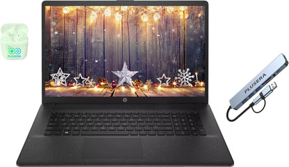 HP 17.3" Business Laptop, 16GB RAM 256GB SSD, 10-Core Intel Core i5 Processor, Intel Xe Graphics, Copilot AI, Windows 11 Pro, Numeric Keypad, PLUSERA Earphones & 8-in-1 Hub Included, Jet Black