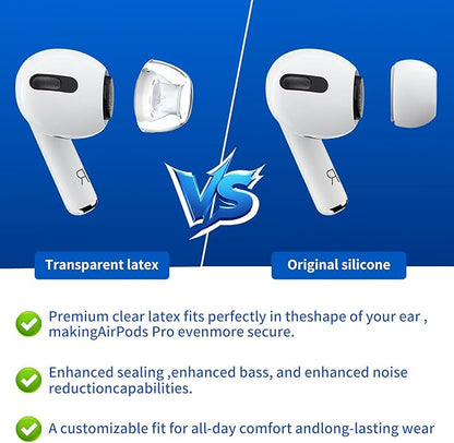 4 Pair Compatible with AirPods Pro 2nd/1st Generation Replacement Ear Tips,with Noise Reduction Hole & Built-in dust Guard Screen,for USB-C Charging Case with Cleaner kit -(4 Sizes XS/S/M/L)