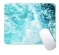 IMAYONDIA Blue Teal Green Sea Waves Mouse Pad, Square Ocean Mouse Pad Waterproof Non-Slip Rubber Base MousePads for Office Laptop, 9.5 inch x7.9 inch