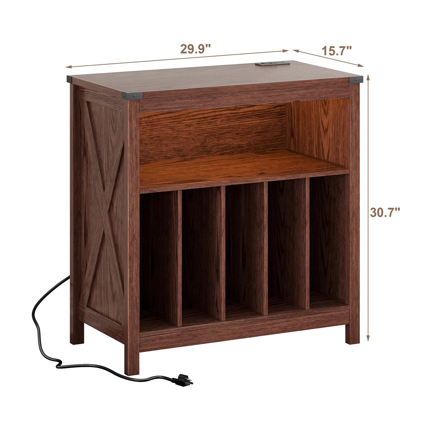 ChooChoo Large Record Player Stand with Charging Station & LED Light