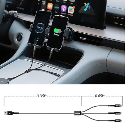 Multi Charging Cable 2Pack 4FT, 3 in 1 Charger Cable Braided Universal Phone Charging Cord with Lightning/Type C/Micro USB Ends, Multiple USB Cable for iPhone/Samsung/Google Cell Phones and More